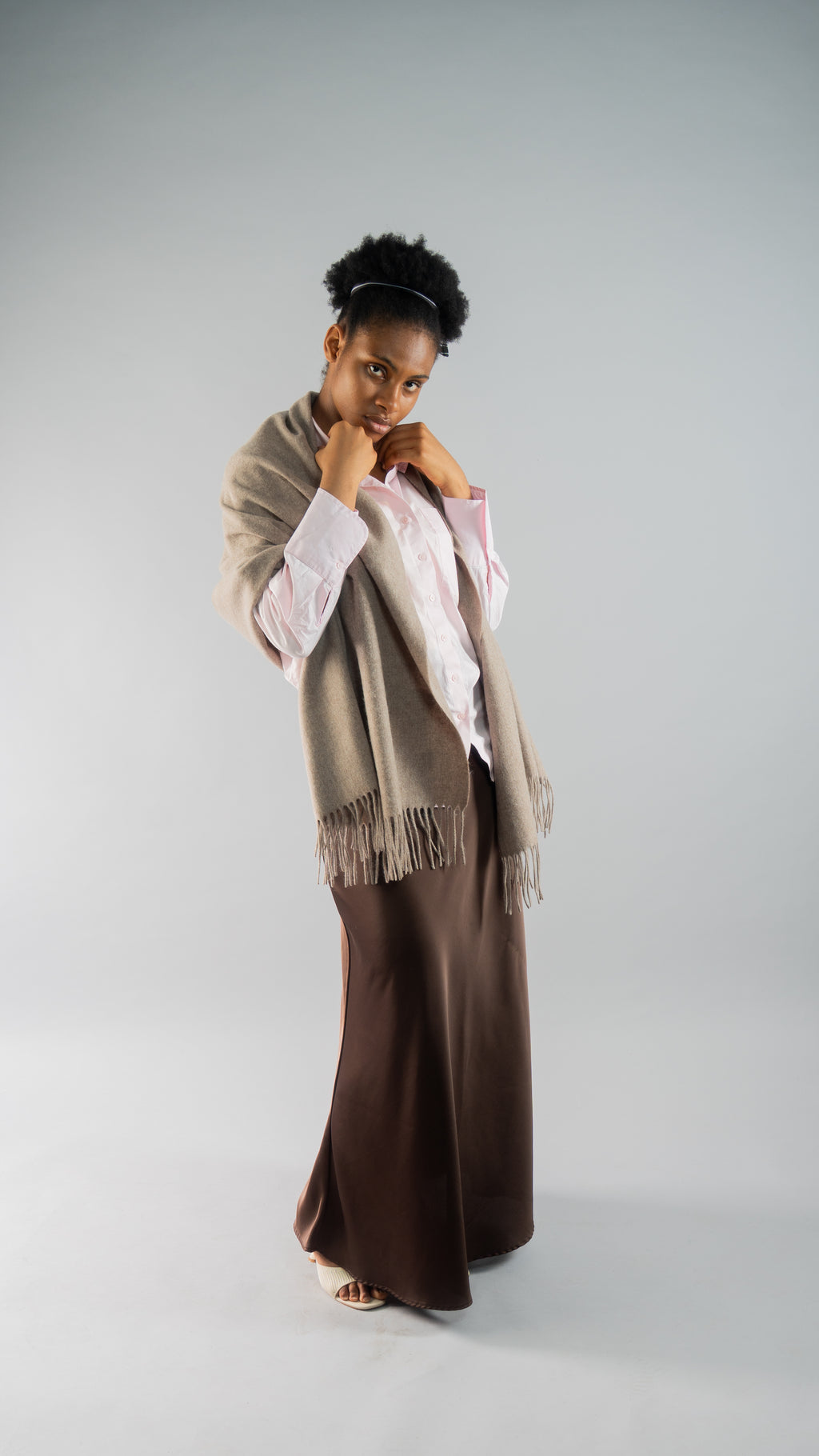 CILANZE Extra-Large 100% Wool Scarf Taupe