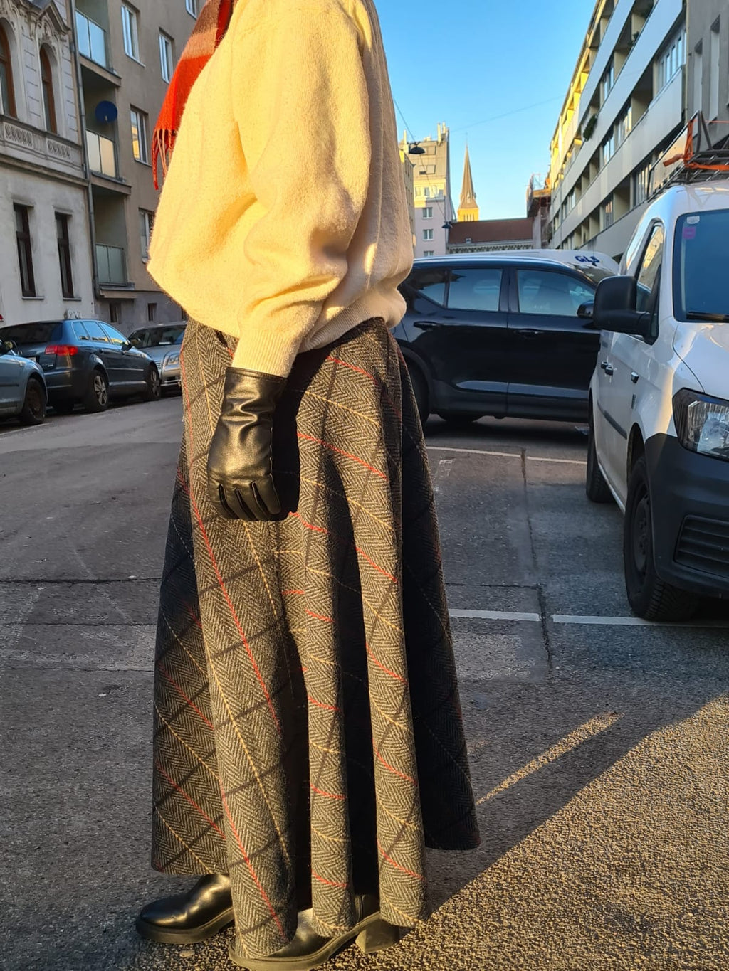 Wool-Blend Plaid Maxi Skirt for Tall Women – Elegant Winter A-Line | PRE-ORDER