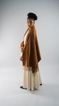 CILANZE Ivory Extra-Large 100% Wool Scarf Rust Brown