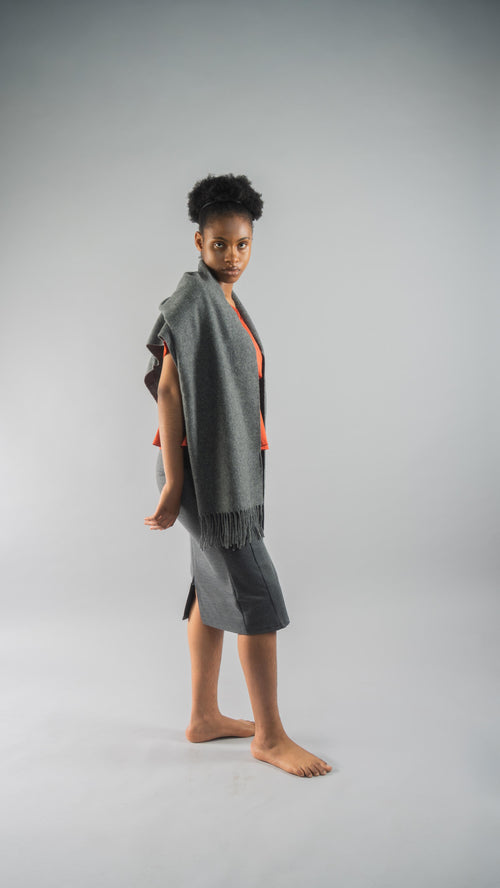 CILANZE Extra-Large 100% Wool Scarf Dark Grey