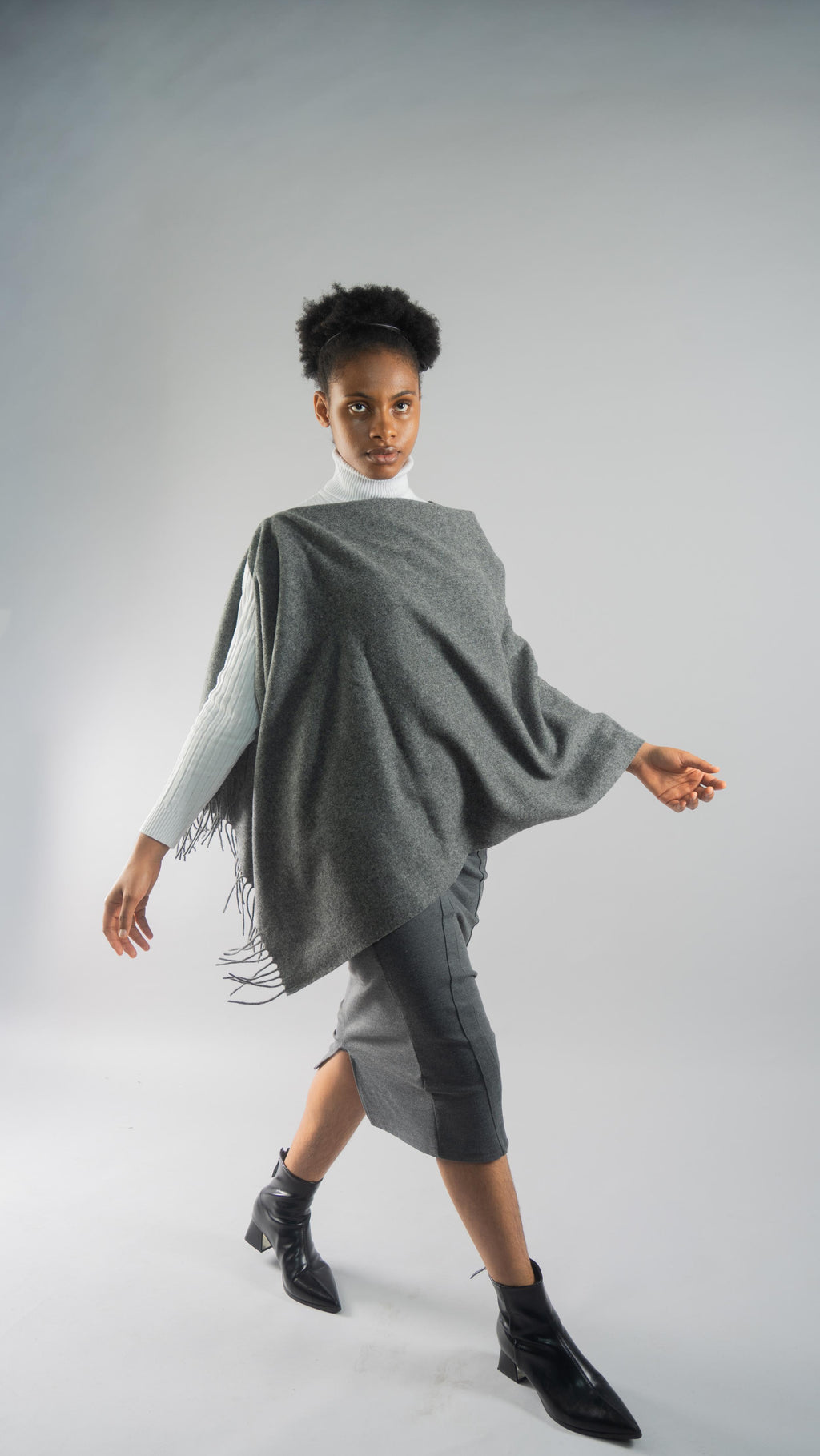 CILANZE Extra-Large 100% Wool Scarf Dark Grey