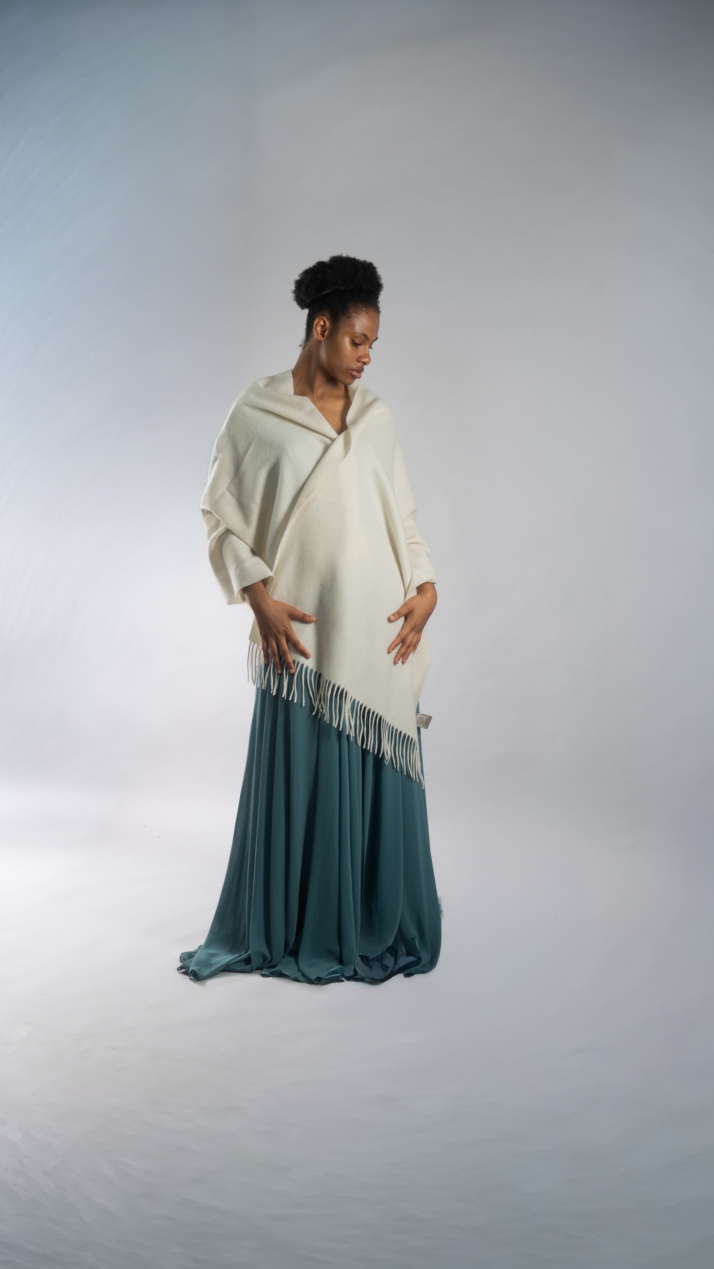 CILANZE Ivory Extra-Large 100% Wool Scarf