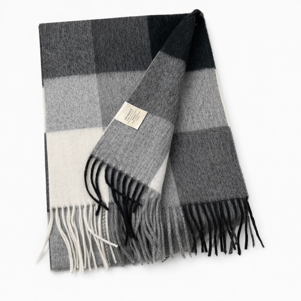Pure Wool Plaid Scarf –Warm & Elegant Winter